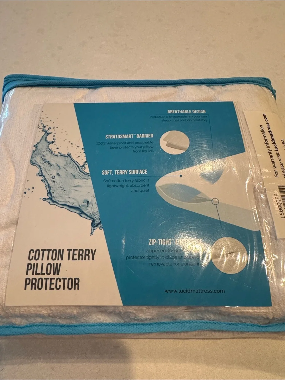 Cotton Terry Pillow Protector - White (Queen)